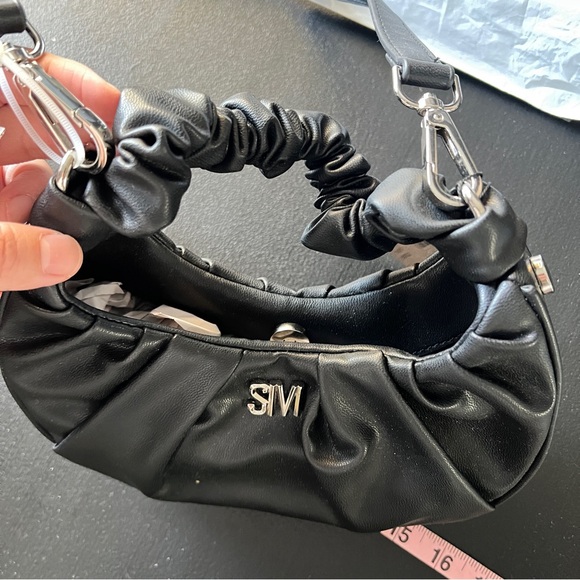 Steve Madden Black Ruched Crescent Hobo Small Shoulder Bag NWT - Picture 12 of 13